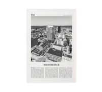 Manchester Black And White New Hampshire, New Hampshire, USA, United States Retro City Map Travel Landscape Canvas Wall Art Posters And Prints Room Aesthetic Bedroom Office Decor 12x18inch(30x45cm)
