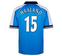 Manchester City 2000 Haaland No 15 Retro Shirt Blue Small Polyester