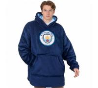 MANCHESTER CITY Adults Oversized Hoodie Blanket - Official Football Gift, Navy, Size S-L