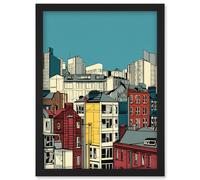 Manchester City Architecture Styles Cityscape Artwork Framed Wall Art Print A4 Artery8 Black One Size