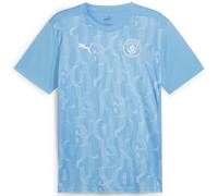 Men's Football Shirt Light Blue 2024-2025 Man City Pre-Match Short Sleeve Tee