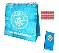 Manchester City Calendar 2026 Desk Easel Calendar & Slim Pocket Diary Gift Set with FREE Organisational Stickers