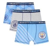 Manchester City F.C. Boys Boxer Shorts, Soft Breathable Stretchy Boxers Pack of 3 Underwear - Gifts for Boys (Blue, 13-14 Years)