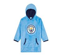 MANCHESTER CITY F.C. Boys Hoodie, Man City Oversized Hooded Lounge Gown Fleece Blanket, One Size Fits All Ages 7 to 13 Years Red