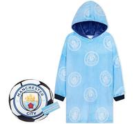 MANCHESTER CITY F.C. Hoodie Blanket for Kids Teenagers Cosy Fleece Wearable Blanket Warm Oversized Hoodie Supporters' Gear Football Gifts for Boys (Blue Bag)