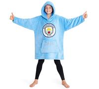 MANCHESTER CITY F.C. Hoodie Blanket for Kids Teenagers Cosy Fleece Wearable Blanket Warm Oversized Hoodie Supporters' Gear Football Gifts for Boys (Blue)