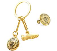 MANCHESTER CITY F.C. Keyring and Pin Badge Gift Set, Supporters Gear - Man City Gifts