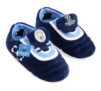 MANCHESTER CITY FC 3D Football Slippers for Toddlers & Boys UK Size 10-6, Champions League Winter Non-Slip Slippers, Gift for Boys (11/12 UK, Navy)