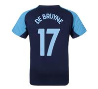 MANCHESTER CITY FC Boys De Bruyne 17 Poly T-Shirt Navy Blue 12-13 Years