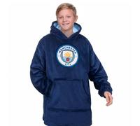 Manchester City FC Boy's Kids Fleece Oversized Hoodie Blanket in Navy | Size: 5-10 Years Manchester City FC Navy 5-10 Years