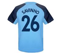 MANCHESTER CITY FC Boys Savinho 26 Poly T-Shirt Sky Blue 8-9 Years