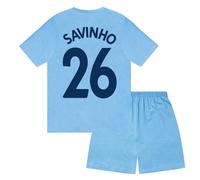 MANCHESTER CITY FC Boys Savinho 26 Sublimation Short Pyjamas Navy 10-11 Years
