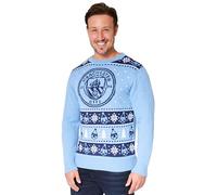 MANCHESTER CITY FC Christmas Jumpers for Men Teenagers Warm Cosy Football Xmas Jumper M-3XL - Man City Gifts for Men (Blue, M)