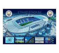 Pyramid International Manchester City Etihad Stadium Poster, Aerial View and Details, 61x92cm