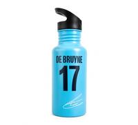 Manchester City FC Kevin De Bruyne Aluminium Water Bottle - Official Licensed MCFC Merchandise, 500ml Blue Drinks Bottle with Carry Handle, One Size