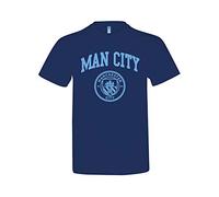 Manchester City FC Man City Crest T Shirt Adults, Navy Blue, XL