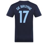 MANCHESTER CITY FC Mens De Bruyne 17 Poly T-Shirt Navy Blue Medium