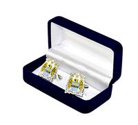 Manchester City FC Mens Official Metal Football Crest Cufflinks (One Size) (Sky Blue/Gold)
