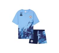 Manchester City FC Men's Short Pyjama Set PJ Comfy Lounge Nightwear Sleepwear in Blue | Size: 2XL Manchester City FC Blue 2XL
