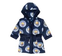 MANCHESTER CITY FC Official Baby Hooded Fleece Dressing Gown Navy Crest 6-12 Months