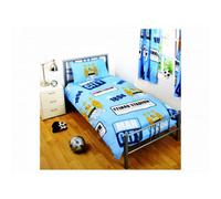 Manchester City Fc Official Clic Crest Patch Single Duvet And Pillow Case Set Sky Blue (Single Bed)