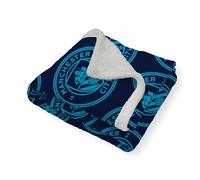 Character World Manchester City FC Official Fleece Blanket | Super Soft Warm Throw with Sherpa Reverse, Football Team Design | Perfect For Home, Bedroom, Sleepovers & Camping | Size 120 x 150cm