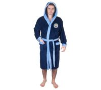 MANCHESTER CITY FC Official Gift Mens Fleece Dressing Gown Robe Navy Large