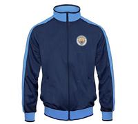 MANCHESTER CITY FC Official Gift Mens Retro Track Top Jacket Navy Sky Blue Small