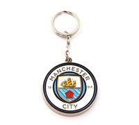 Manchester City FC Official Metal Football Crest Keyring (One Size) (White/Blue)