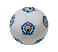 Manchester City FC Officially Licensed Soccer Ball Round Cushion, Super Soft White Football Crest Pillow, Perfect For Any Bedroom, on the Sofa 25 x 25cm