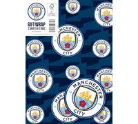 Manchester City FC Wrapping Paper 2 sheets 2 tags, Manchester City Football Gift Wrap
