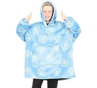 MANCHESTER CITY Football Club Boys Fully Lined Luxury Fleece Hoodie, Oversized Fleece Blanket Hoody 7-13 Years Blue