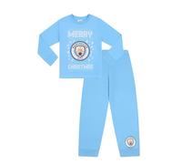 MANCHESTER CITY Football Club Mens and Kids Matching Family Merry Christmas Long Pyjama Set Boys Girls Xmas PJ's (XXX-Large) Blue