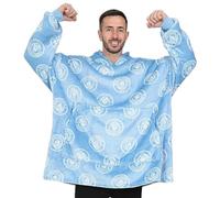 MANCHESTER CITY Football Club Mens Fully Lined Luxury Fleece Hoodie, Oversized Fleece Blanket Hoody Blue