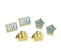 The Carat Shop Stud Earrings - Manchester City Football Club Set of 3 - Alloy, Copper, Aluminium