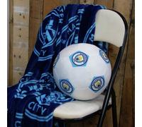 Manchester City Football Shaped Cushion - White - 25cm