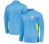 Manchester City Football Sweatshirt Training 1/4 Zip Top Blue Puma Mens