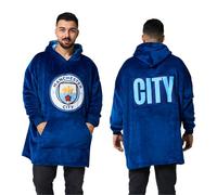 MANCHESTER CITY Hoodie Blanket For Men Oversized - Official Football Club Merchandise - Super Soft Fleece, Warm & Cosy - Blue