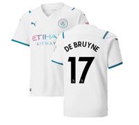 Manchester City Junior 2021 - 2022 Away Shirt - De Bruyne 17 in White | Size: 7-8 Years Manchester City White 7-8 Years