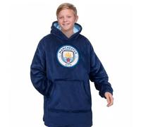 MANCHESTER CITY Kids Oversized Hoodie Blanket - Official Football Gift, Navy, Size 10-14 Years