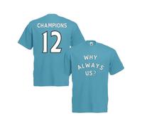 Manchester City Men's 2012 Why Always Us T-Shirt in Blue | Size: Medium Manchester City Blue M