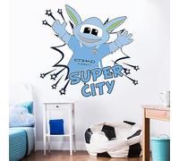 Manchester City Wall Sticker - Moonchester Super City Wall Decal Football Art (60cm Width x 55cm Height)