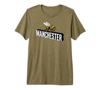 Manchester England 3D Bee Ornate Black Print Premium T-Shirt