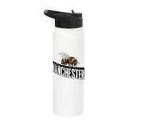 Manchester England 3D Bee Ornate Black Print Stainless Steel Insulated Water Bottle