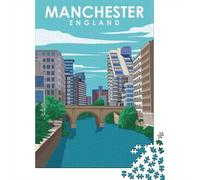 Manchester England Art 1000 Piece Jigsaw Puzzle, Historic Square Architecture, Mindful Activity, Matte Printed Jigsaw, Birthday Gift for Home Décor Fans, 52x38cm/1000pcs