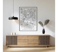 Manchester England City Street Map Print Manchester Wall Art Home decor Poster Poster A5 - Wall Art Home Decor Movie Poster Canvas Film Cinema Retro Vintage Cult Classic Nostargic Saga Modern reprint