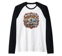 Manchester England Lancashire Born Bred Raglan Baseball Tee