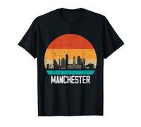 Manchester England Retro Vintage Sunset Skyline Manchester T-Shirt