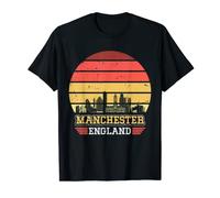 Manchester England Retro Vintage Sunset Skyline Manchester T-Shirt