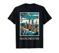 Manchester England Skyline Retro City Travel Design T-Shirt